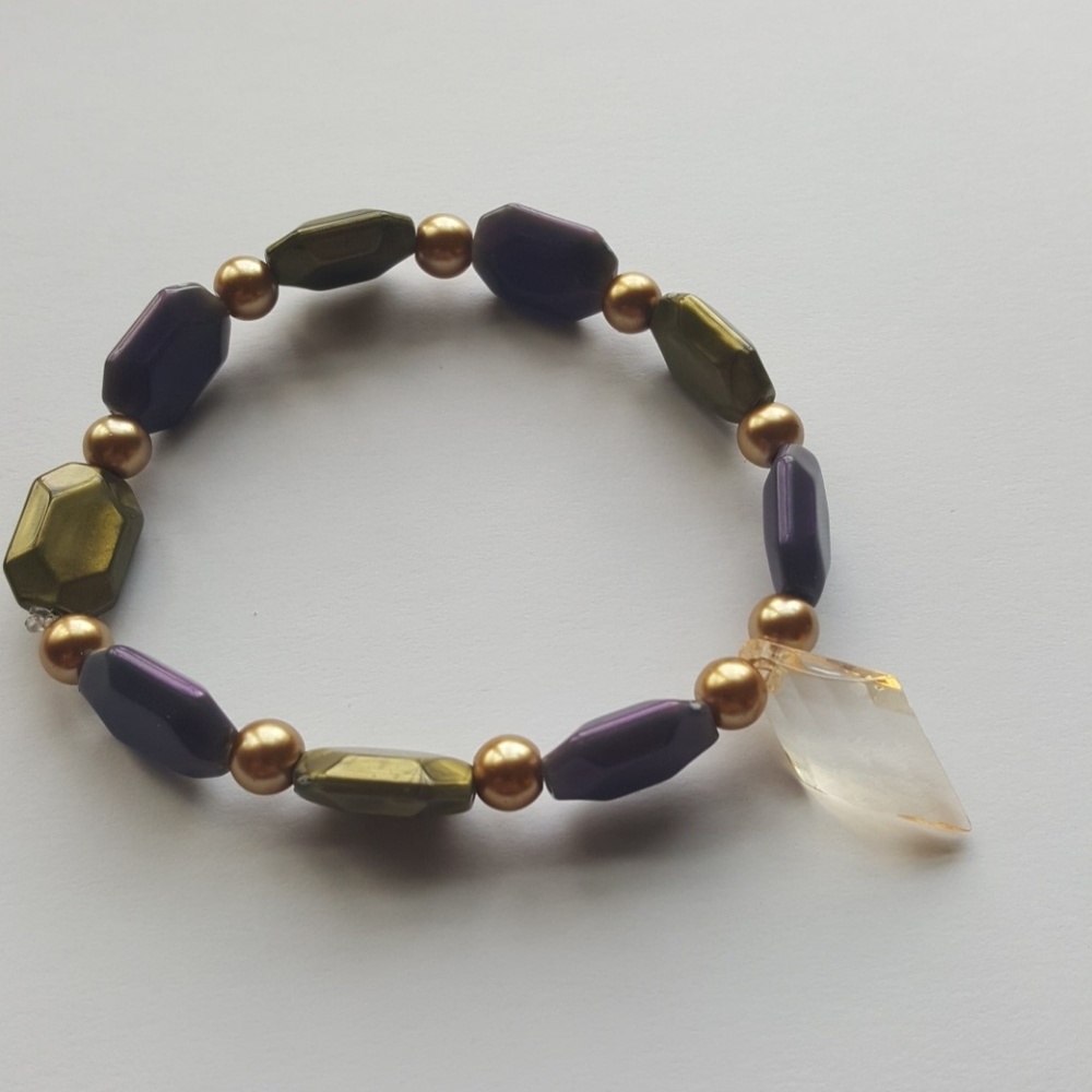 💎Diamond Crystal/💜Purple,💚Green, & Golden Bracelet